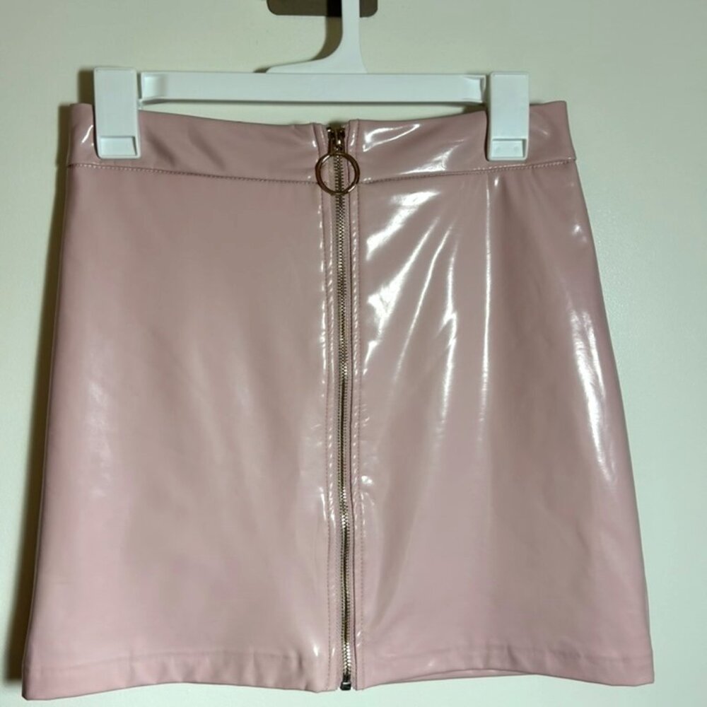 forever 21 pink pleather mini skirt